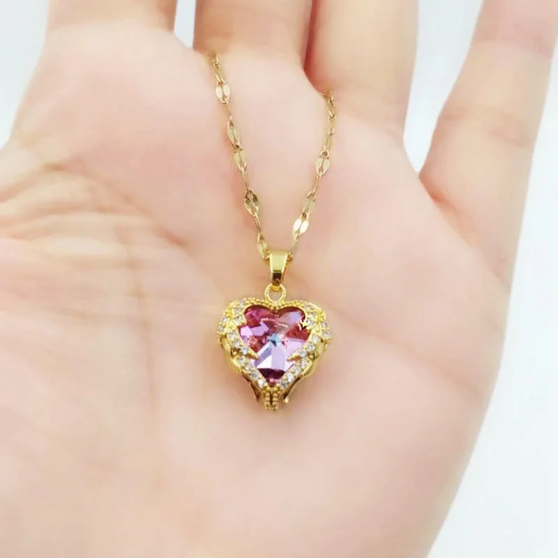 Luxury Colorful Crystal Ocean Heart Pendant