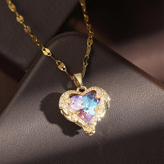 Trendy Heart Zirconia Necklaces