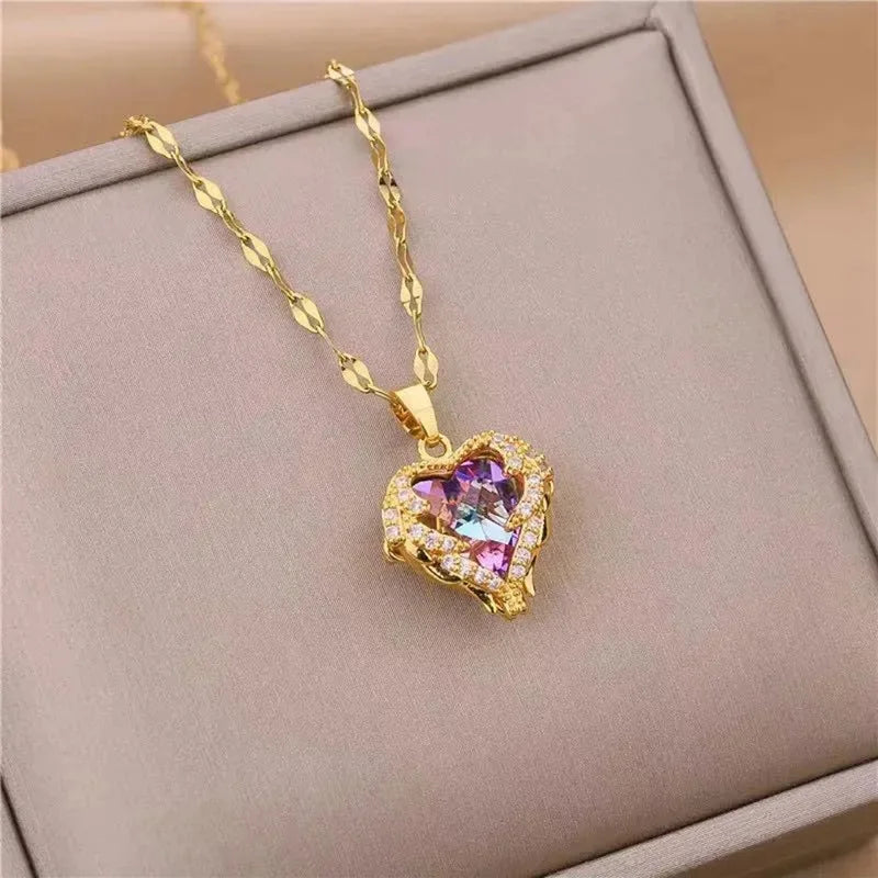 Luxury Colorful Crystal Ocean Heart Pendant