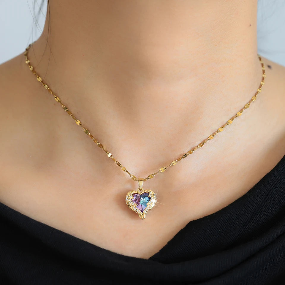 Trendy Heart Zirconia Necklaces