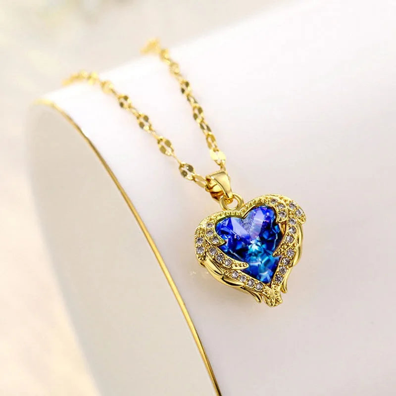 Luxury Colorful Crystal Ocean Heart Pendant