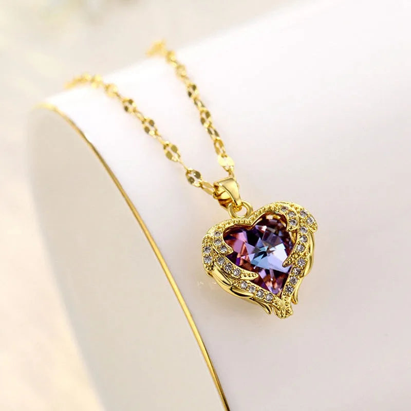 Luxury Colorful Crystal Ocean Heart Pendant