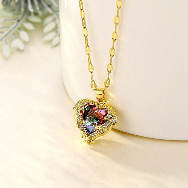 Luxury Colorful Crystal Ocean Heart Pendant