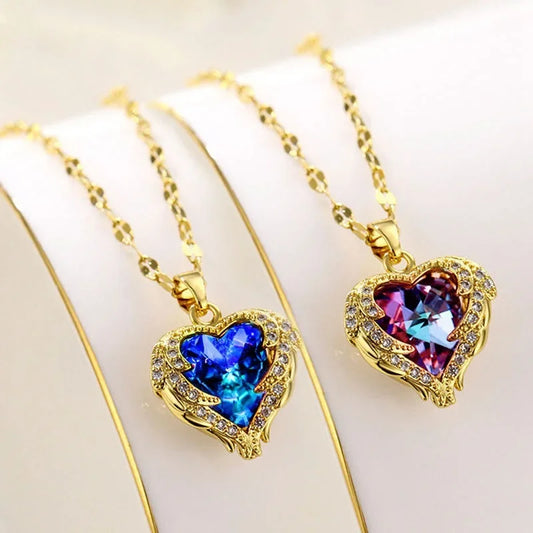 Luxury Colorful Crystal Ocean Heart Pendant